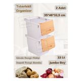 Jet'S Home 2’Li Bambu Renk Tekerlekli Patateslik Soğanlık Oyuncak Kutusu Patates Soğan Sepeti Motek 33 Lt