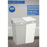 Jet's Home 2’li Kirli Sepeti 80 Litre Çamaşır Sepeti Dokunmatik Motek Kirli Çamaşır Sepeti Gri-beyaz