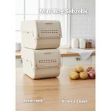 Jet's Home 2\'li Mini Boy Patates Soğan Sepeti Bpa Free Sebzelik Organizer Kutu Motek Krem 8 L