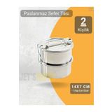 Jet's Home 2'li Sefer Tası 14x7 Cm Yemek Taşıma Kabı Paslanmaz Çelik No:2