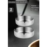 Jet'S Home 2’Li Set Küllük Paslanmaz Çelik Kül Tablası Sigara Küllüğü 8 &10 Cm