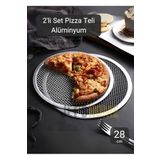 Jet's Home 2Li Set Pizza Tepsisi Alüminyum Pizza Teli Lahmacun Tepsisi 28 Cm