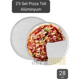 Jet's Home 2li Set Pizza Tepsisi Alüminyum Pizza Teli Lahmacun Tepsisi 33 cm - Gümüş