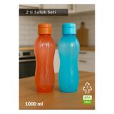 Jet's Home 2’li Su Şişesi Seti 1000 ml Matara, BPA Free, Ev-İş-Spor İçin Mavi-Turuncu PP-5