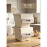 Jet's Home 2’li Tekerlekli Krem-Bej Sebzelik - Patates Soğan Sepeti Organizer - 24 L Hava Alan Kutu