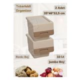 Jet'S Home 2’Li Tekerlekli Patateslik Soğanlık Oyuncak Kutusu Patates Soğan Sepeti Motek Bej 33 Lt