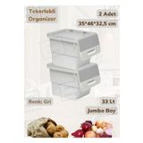 Jet'S Home 2’Li Tekerlekli Patateslik Soğanlık Oyuncak Kutusu Patates Soğan Sepeti Motek Gri 33 Lt