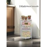 Jet's Home 3 Katlı Sebzelik Açılır Metal Patates Soğan Sepeti Paslanmaz Meyvelik Organizer Sepet Beyaz