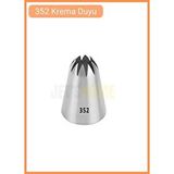 Jet's Home 352 Kapalı Yıldız Desen Krema Duyu Büyük Boy Pasta Duyu Paslanmaz Çelik Krema Torbası Ucu 3.5x2.0x5.0 Cm Gri