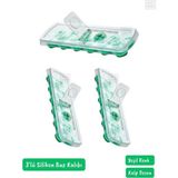 Jet's Home 3’lü Buz Kalıbı Silikon Buzluk 12 Bölmeli Kalp Desenli Buz Küpü Bpa Free - Yeşil - 210 ml