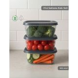 Jet's Home 3'lü Saklama Kabı Seti Kare Erzak Kabı Bpa Free Derin Dondurucu Için Uygun 900 ml - 15 x 13 cm