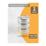 Jet's Home 3'lü Sefer Tası 14x7 Cm Yemek Taşıma Kabı Paslanmaz Çelik No:2