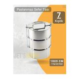 Jet's Home 3'lü Sefer Tası 18x9 Cm Yemek Taşıma Kabı Paslanmaz Çelik No:4
