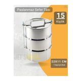 Jet's Home 3'lü Sefer Tası 22x11 Cm Yemek Taşıma Kabı Paslanmaz Çelik No:6