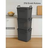 Jet's Home 3’lü Set Soğanlık Sepet Havalandırmalı Erzak Kutusu BPA Free Sebzelik Saklama Kutusu Antrasit 90 L