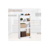 Jet's Home 4 Katlı Beyaz Mutfak Rafı Tekerlekli Organizer Dar Banyo Düzenleyici