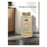 Jet's Home 4 Katlı Sebzelik Açılır Metal Patates Soğan Sepeti Paslanmaz Meyvelik Organizer Sepet Krem