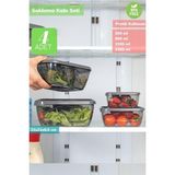 Jet's Home 4’lü Kare Saklama Kabı Seti Erzak Kabı Buzdolabı Kabı Büyük Boy Bpa Free Şeffaf