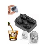 Jet's Home 4'lü Kuru Kafa Buz Kalıbı Silikon Kurukafa Çikolata Kalıbı Siyah 40x28 Mm