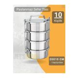 Jet's Home 4'lü Sefer 20x10 Cm Tası Yemek Taşıma Kabı Paslanmaz Çelik No:5