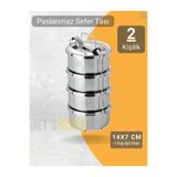 Jet's Home 4’lü Sefer Tası 14x7 cm Yemek Taşıma Kabı Paslanmaz Çelik No 2 Kapasite 2 Kişilik