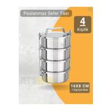 Jet's Home 4'lü Sefer Tası 16x8 Cm Yemek Taşıma Kabı Paslanmaz Çelik No:3