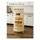 Jet's Home 5 Katlı Sebzelik Açılır Metal Patates Soğan Sepeti Paslanmaz Meyvelik Organizer Sepet Krem