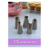 Jet's Home 5'li Büyük Boy Dekoratif Krema Duyu Seti Cupcake Pasta ve Kurabiye Süsleme Paslanmaz Çelik Set-3