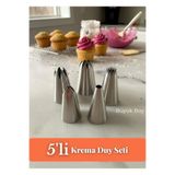 Jet's Home 5'li Krema Duyu Seti Büyük Boy Cupcake, Pasta ve Kurabiye Süsleme Seti-1