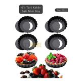 Jet's Home 6’lı Set Mini Boy Tart Kalıbı Çıkartılabilir Tabanlı Turta Kalıbı Karbon Çelik Kek Kalıbı 10 cm
