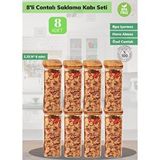 Jet's Home 8’li Saklama Kabı Seti Bpa Free Erzak Bakliyat Kutusu Bambu Desen Şeffaf