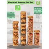 Jet's Home 9’lu Bambu Contalı Saklama Kabı Seti Erzak Kabı Motek Saklama Kabı 3*1,10 Lt / 3*1,65 Lt / 3*2,25 Lt Beyaz