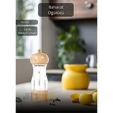 Jet's Home Baharat Öğütücü Kalınlık Ayarlı Karabiber Değirmeni Ahşap Biber Değirmeni Çelik Bıçaklı 16 Cm Beyaz