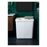 Jet's Home Beyaz-Gold Çamaşır Sepeti Şık Tasarım İki Bölmeli Kirli Sepeti 80 Litre