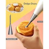 Jet's Home Büyük Boy Dolgu Duyu Paslanmaz Puf Başlığı Şanti Dolum Duyu Krema Torbası Sıkma Ucu Duy Gri