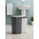 Jet's Home Çamaşır Sepeti Iki Bölmeli Kirli Sepeti Antrasit-Beyaz 80 Litre - 58x55x35 - Antrasit - Beyaz