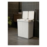 Jet's Home Çamaşır Sepeti İki Bölmeli Kirli Sepeti Beyaz Gövde Gri Tuş Takımlı 80 Litre