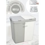 Jet's Home Çamaşır Sepeti İki Bölmeli Kirli Sepeti Gri-Beyaz 80 Litre - 80 lt