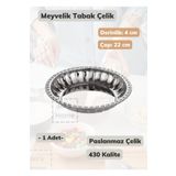 Jet'S Home Çelik Meyvelik Tabak 22 Cm Paslanmaz Çelik Tabak