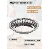 Jet's Home Çelik Meyvelik Tabak 26,5 cm Paslanmaz Çelik Tabak - Gri