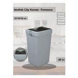 Jet's Home Çöp Kovası Bas Çek Mutfak Banyo Çöp Kutusu Gri 40 Litre