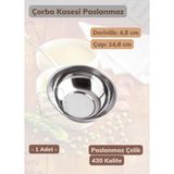 Jet's Home Çorba Kasesi Paslanmaz Kase Yoğurt Kasesi Küçük Boy Çelik 14,8 cm - Gri