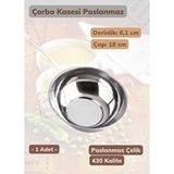 Jet's Home Çorba Kasesi Paslanmaz Kase Yoğurt Kasesi Meyve Kasesi Çelik 18 Cm Gümüş