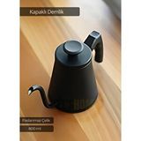 Jet's Home Kapaklı Demlik Paslanmaz Kahve Demliği İndüksiyon Uyumlu Çelik Küçük Boy Demlik 800 Ml