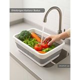 Jet's Home Katlanır Badya - Akordiyon Katlanabilir Dikdörtgen Kova | 8 L - Beyaz/Gri - BPA Free