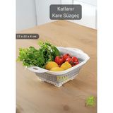 Jet's Home Katlanır Süzgeç Bpa Free Makarna Süzgeci Sebze Süzgeci Kare Süzgeç 27X22X9 cm - 0 - 3 L