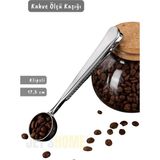 Jet's Home Klipsli Kahve Ölçü Kaşığı Paslanmaz Çelik Kahve Taze Saklama Çözümü 17,5 cm - Gümüş - Gri