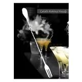 Jet's Home Kokteyl Kaşığı Çift Başlıklı Paslanmaz Barista Kaşığı Çatallı Barmen Kaşığı Çelik 30 Cm