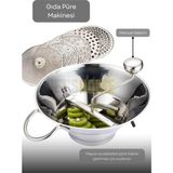 Jet's Home Kollu Püre Makinesi Paslanmaz Mama Yapma Makinesi Çelik Sosluk Yapma Makinesi Yedek Bıçaklı 30X13,5 cm - Gri - 1,5 lt