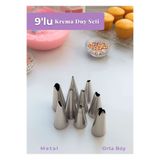 Jet's Home Krema Duyu Seti 9'lu Orta Boy Metal Cupcake, Pasta ve Kurabiye Süsleme Seti